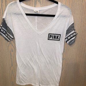 PINK V-neck Jersey T-shirt